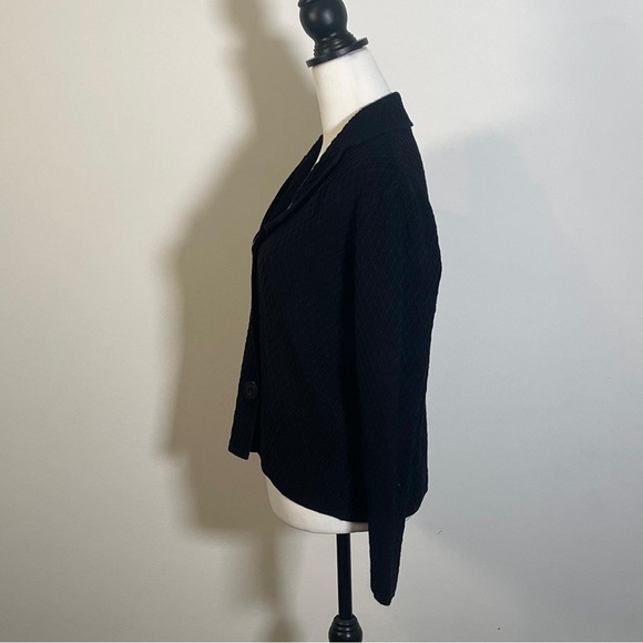 Jones New York Collection Black Collared Button Down Long Sleeve Blazer L - Picture 7 of 9